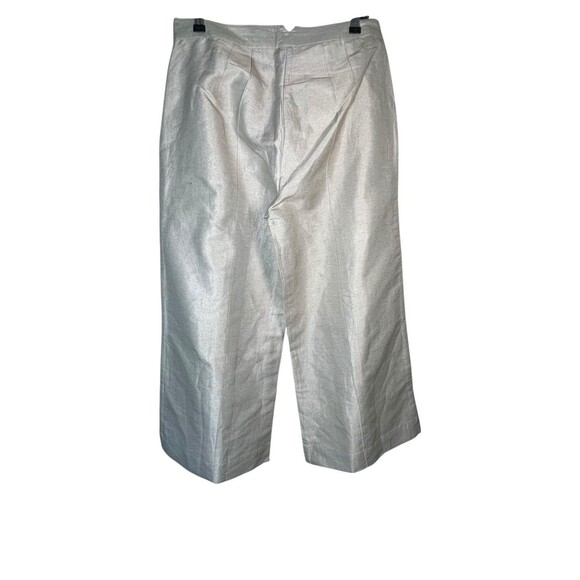 Fabindia Silk Blend Cropped Wide Leg Dress Lined Pants Size Medium Metallic Gold - Picture 3 of 11